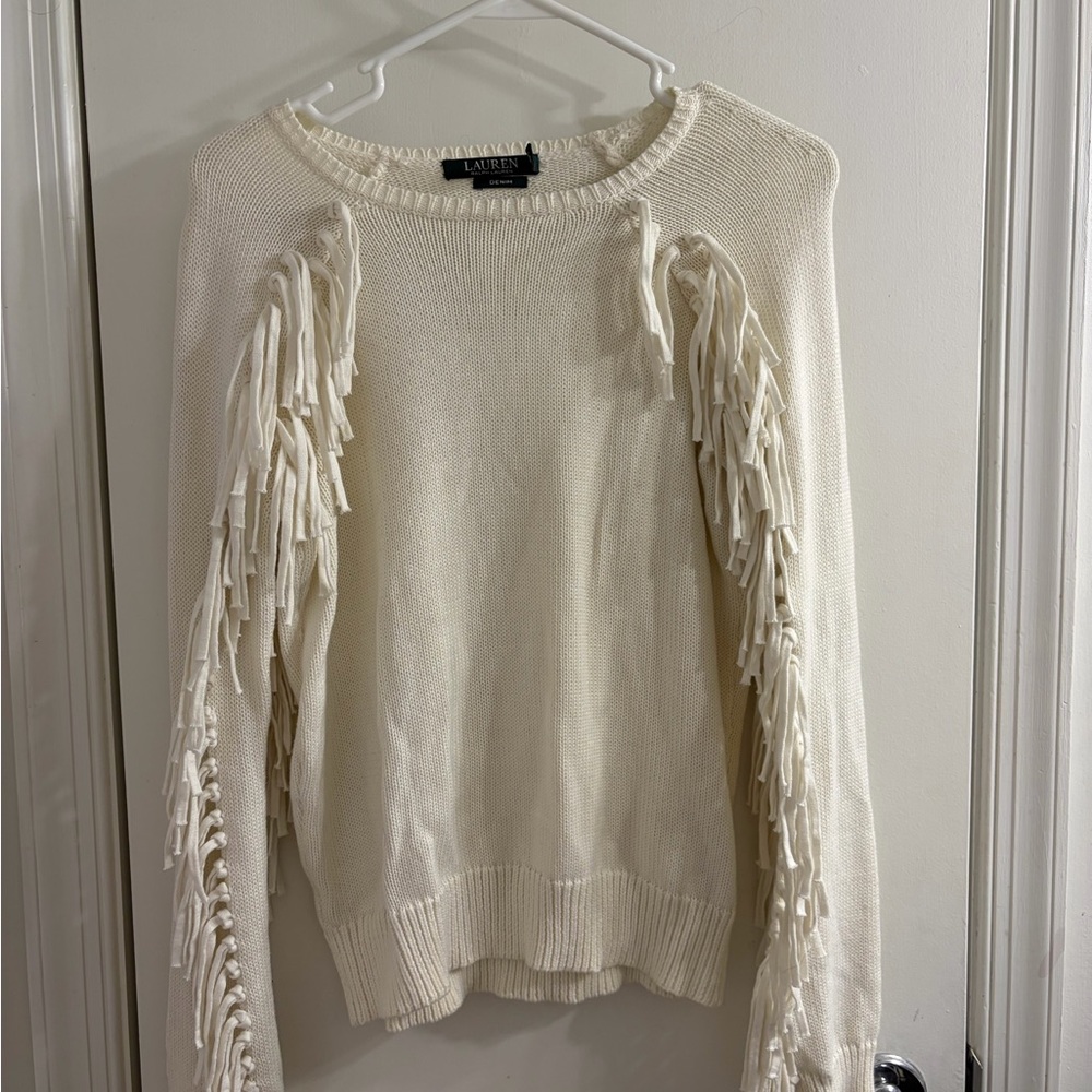 Ralph Lauren Ivory Fringe Sweater